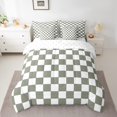 thumbnail image 2 of Erosebridal White Sage Green Checkered Full Bedding Set 7 Piece Buffalo Plaid Grid Comforter Set With Sheets Adults Men Women Checkerboard Bed In A Bag Aesthetics Gingham Bed Set, 2 of 5