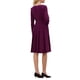 thumbnail image 3 of Vestido plisado de mujer Inspire Chic, corte A, con cinturón, casual de negocios, de manga larga, color púrpura, 3 of 5