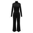 thumbnail image 4 of Women's Autumn/Winter Two-Piece Set: High Neck Long Sleeve Knit Sweater Top + Wide Leg Lounge Pants – Stylish, Elegant & Comfy Casual Airport Outfit, 4 of 5