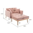 thumbnail image 7 of Velvet 2 in 1 Chaise Lounge Chair Indoor, Modern Sofa Bed with Two Pillows , Recliner Chair with 3 Adjustable Angles Convertible Sleeper Chair with Metal Legs Accent Chair for Living Room, Pink, 7 of 7