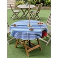 thumbnail image 4 of Outdoor Tablecloths with Umbrella Hole & Zipper, Blue Ombre Striped Daisy Round Tablecloths 60 Inch, Vintage Flowers Abstract Art Waterproof Table Cloth, Patio/Pool/Picnic Table Covers, 4 of 8