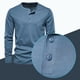 thumbnail image 4 of Men Solid Color Pullover O Neck Long Sleeve Henley Shirt Casual Loose Top Autumn, 4 of 8
