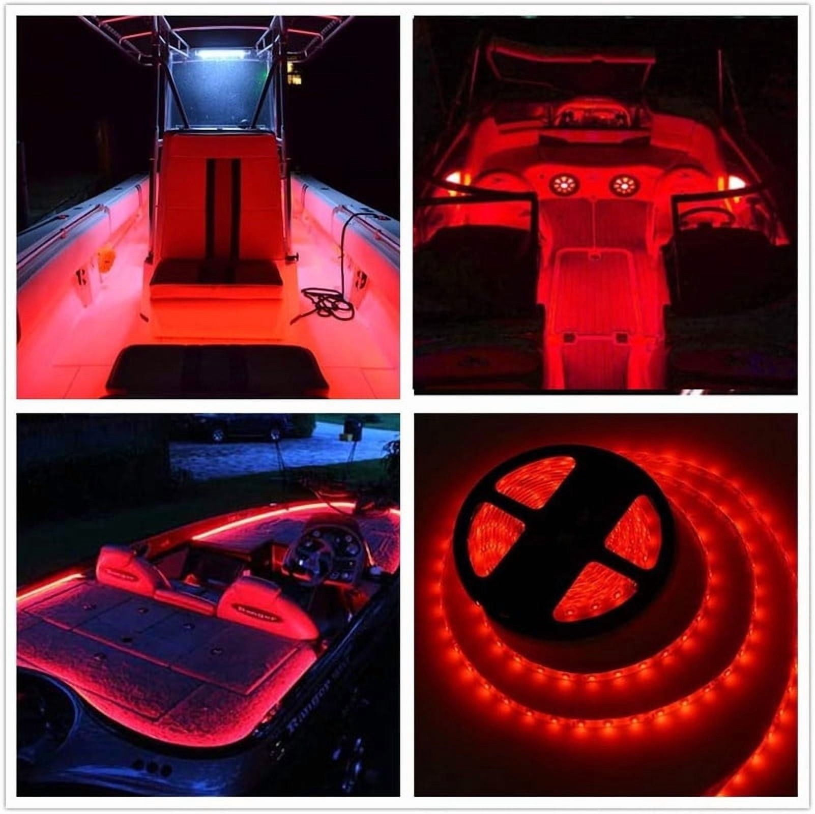 Boat LED Lights Strip Marine Pontoon Boat Light for 12V Interior Courtesy Deck Accent Decorative Lights Waterproof for Fishing Duck Bass Boat Kayak Sailboat Blue LED Lighting Strip 16.4FT/5m