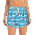 thumbnail image 4 of Lsque Dolphin Printed Women's Running Shorts with Liner Pockets,Elastic Quick Dry Workout Athletic Gym Yoga Shorts,Womens High Waist Shorts-Medium, 4 of 9