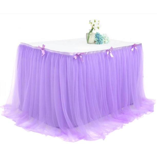 Falda de mesa de malla para fiesta de cumpleaños, mesa de postres de Halloween, falda de mesa plisada de malla de color europeo y americano