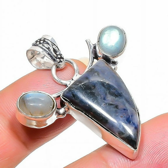 Sodalite Labradorite Gemstone Pendant Handmade Antique Jewelry 1.60" FP Garnet