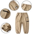 thumbnail image 3 of LYMAYTER Kids Boys Sweat Pants Trousers Toddler Summer Solid Color Cargo Pants Youth Multi Pocket Lightweight Elastic Trousers for 1-8 Years, 3 of 9
