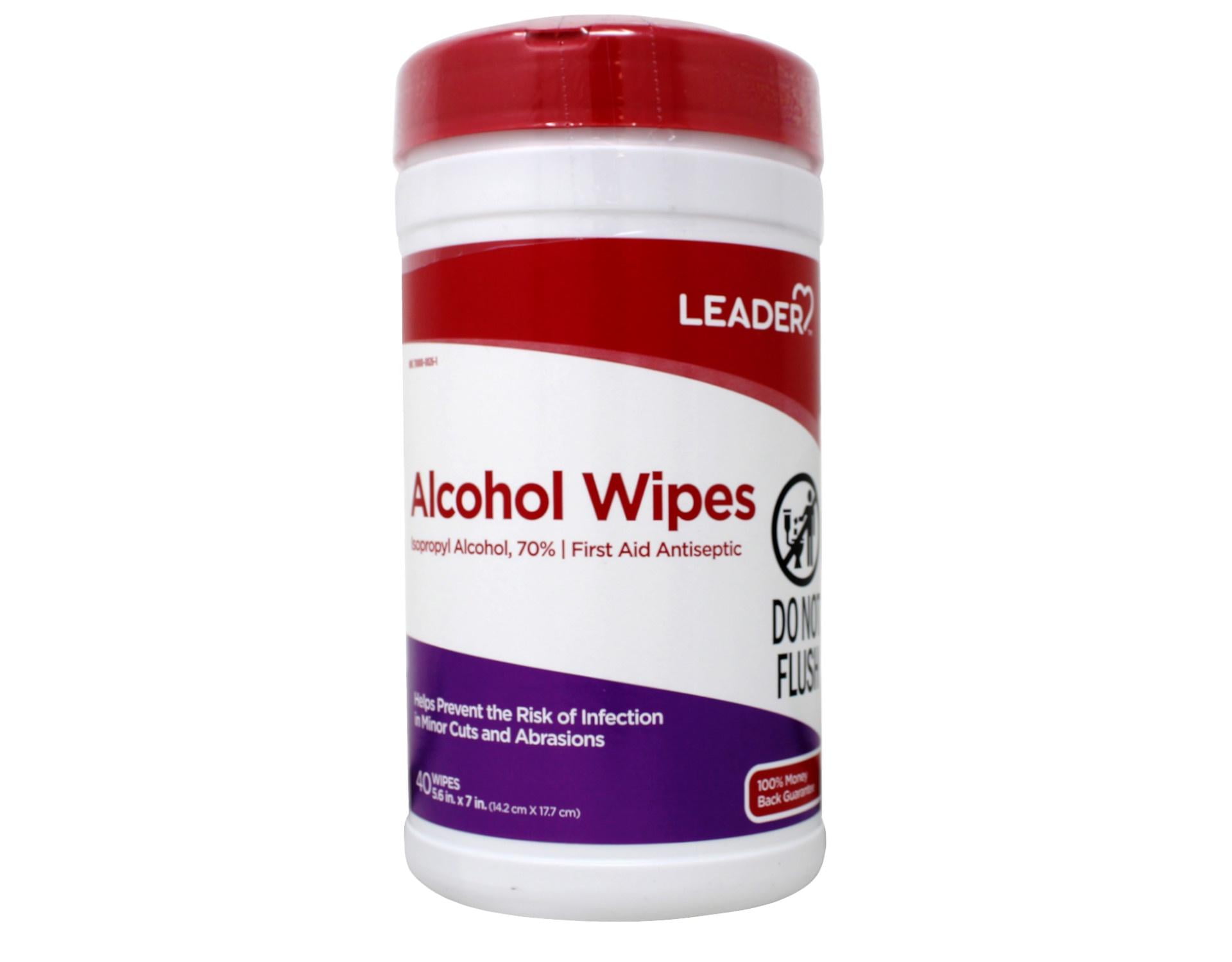 Leader Isopropyl Alcohol 70% Wipes, First Aid Antiseptic, Helps Prevent the Risk of Infection, 40 Count - 3 Pack