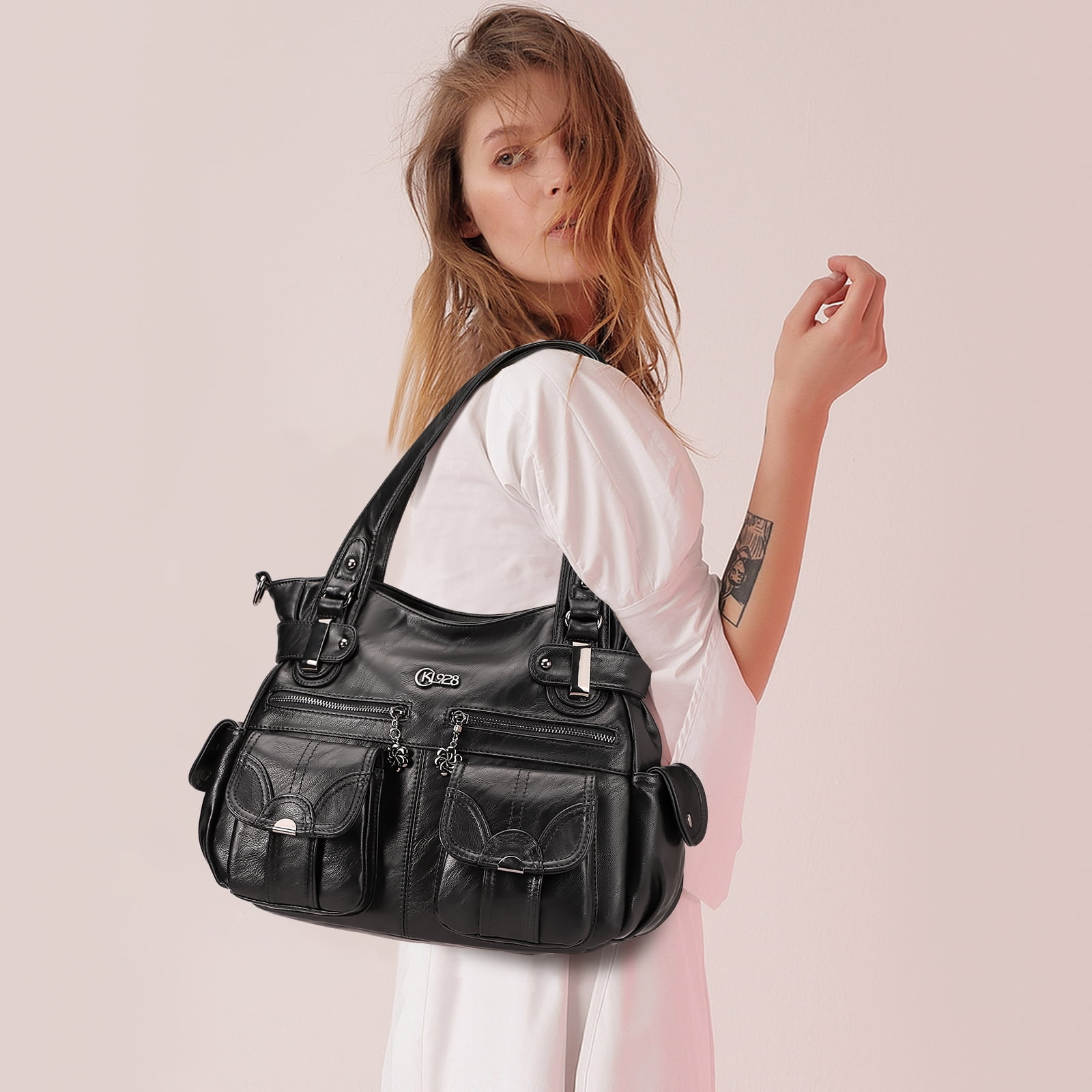 KL928 Women Large Handbag Purse PU Leather Crossbody Bag for Work Holiday Gifts