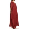 thumbnail image 4 of Sakkas Favi Womens Casual Long Maxi Dress Caftan Cover Up Loungewear in Rayon - Red - One Size Regular, 4 of 5