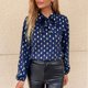 thumbnail image 2 of Tops Para Mujer Blusa Casual Elegante Camisas de Manga Larga Otoño Estampado de Lunares de Moda Cuello Redondo Pajarita Camiseta Suelta Odeerbi  ODB170092, 2 of 5