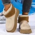 thumbnail image 5 of Women's Platform Booties Suede Fleece Lined Anti Slip Snow Ankle Boots Fluffy Winter Warm Walking Work Shoes, 5 of 9