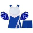 thumbnail image 5 of YONGHS Kids Girls Cheerleading Halloween Outfits Sequins Dance Dress+Shorts+Pom Poms, 5 of 6