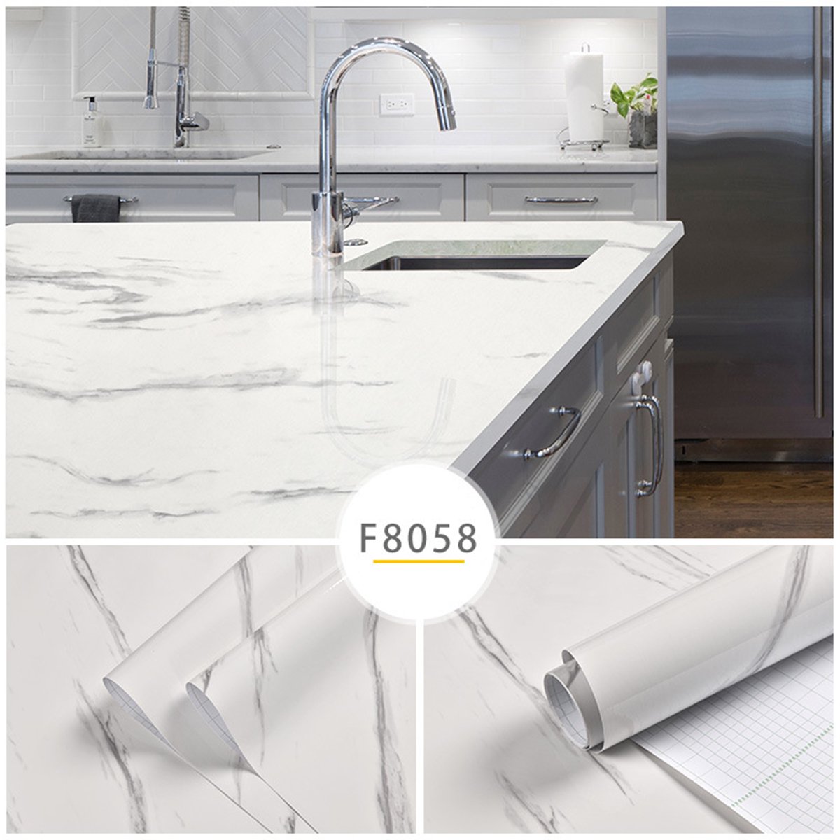 39 3 X 23 6 Marble Contact Paper Granite Grey White Roll Kitchen