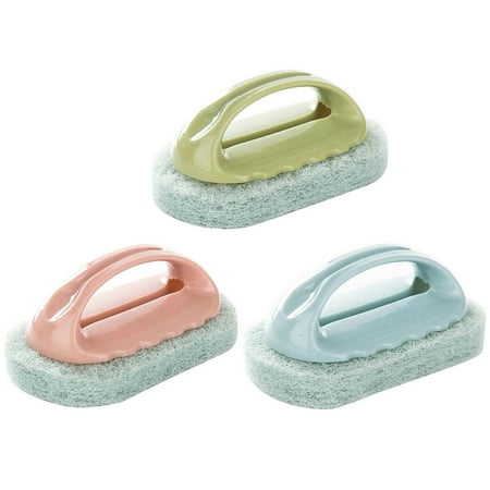 

Creative Bathroom with Handle Bath Brush Thickened Sponge Brush Descaling Wipe Kitchen Bathroom Tile Cleaning