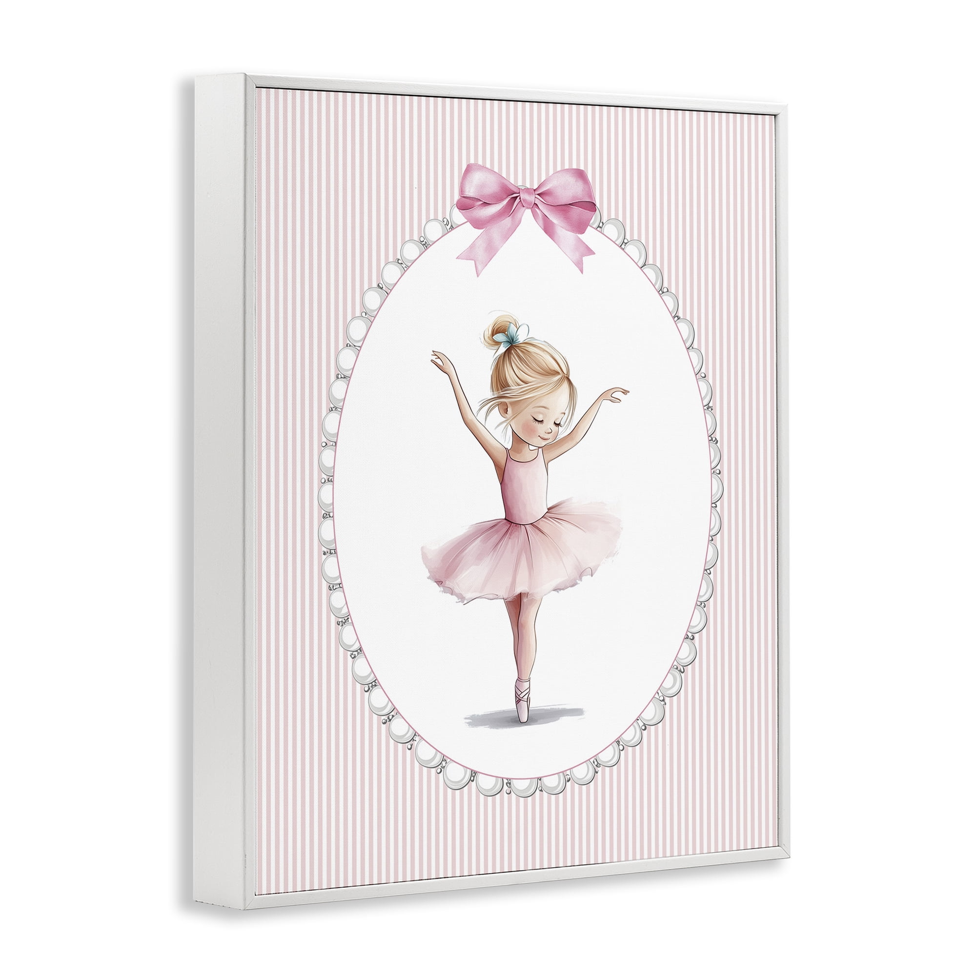 Stupell Industries Dance Pink Ballerina White Framed Giclee Art, design by Christine Simpson Art