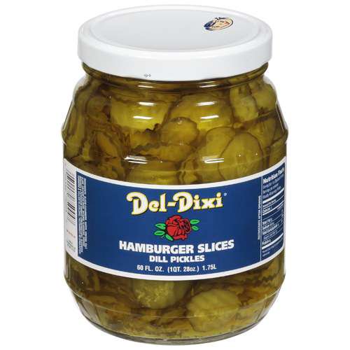 Del Dixi Hamburger Slices Dill Pickles, 60 Oz