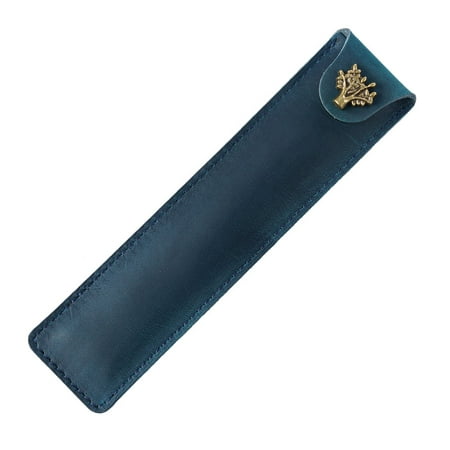 

NUOLUX Genuine Leather Pen Pouch Holder Single Pencil Bag Pen Case with Snap Button for Rollerball Fountain Ballpoint Pen (Crazy Horse Blue)
