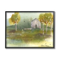 Stupell Industries Countryside Cottage Painting Landscape Painting Black Framed Art Print Wall Art