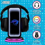 MrBeast Gaming Headphone Stand, RGB Light Display with Infinity Mirror Effect and Logo, Universal Headset Holder; USB Powered
