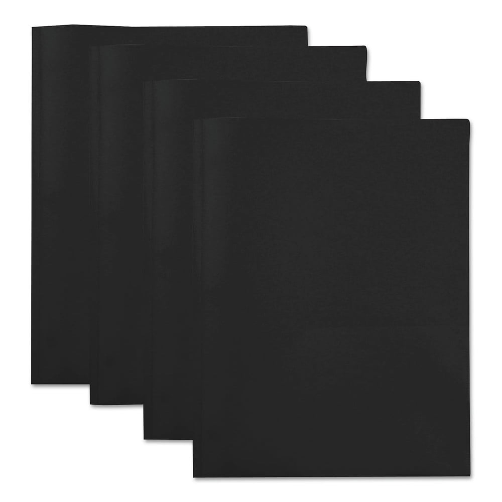 100-Sheets, Plastic Twin-Pocket Report Covers with 3 Fasteners - Black (10/Pack)