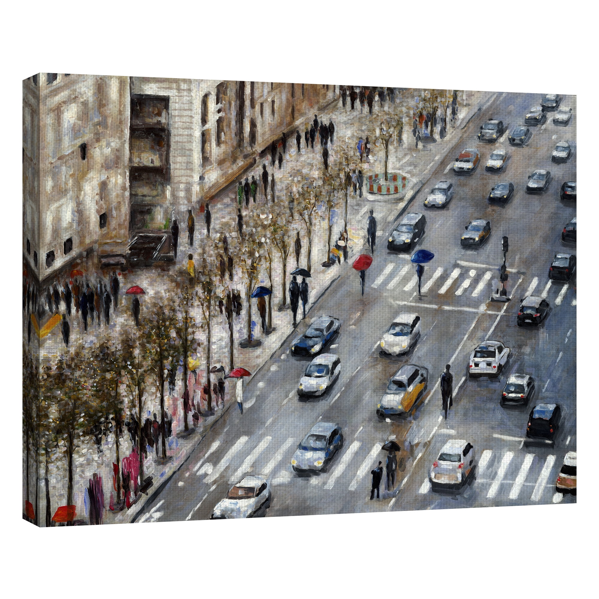 Champs Elysees, France Busy City Street Scene by Emily Williams Canvas Art Print 22" x 28"