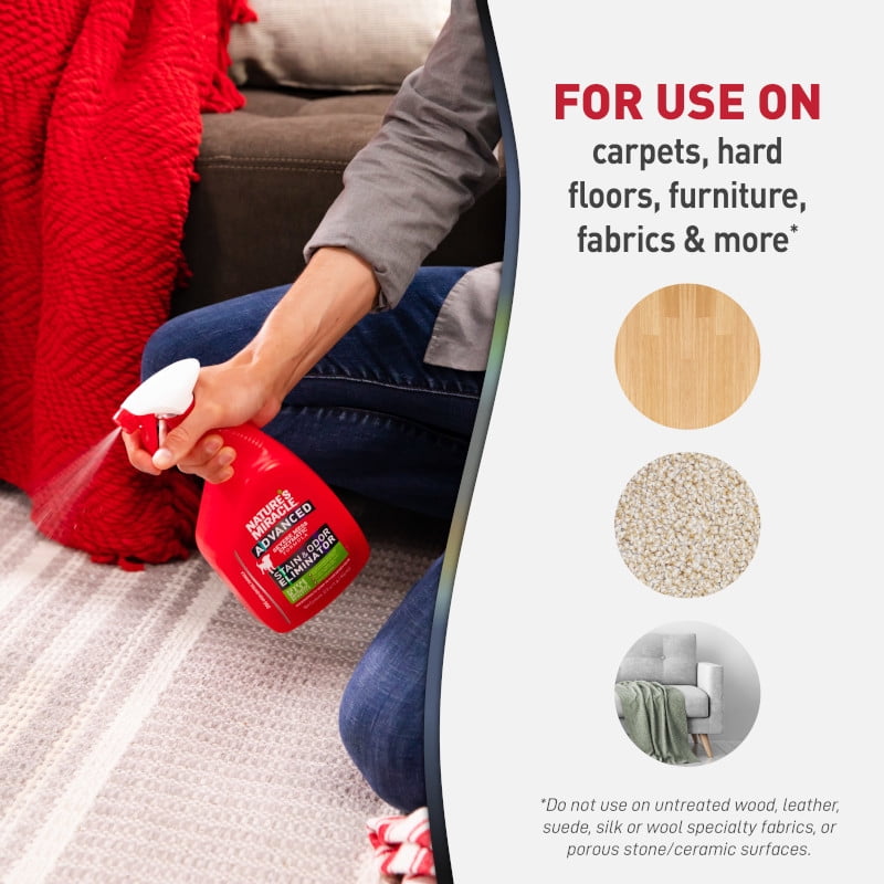 Nature’s Miracle Advanced Stain and Odor Eliminator Dog, 32 Ounces, Spray, Fresh Scent, Severe Mess Enzymatic Formula For Tough Pet Messes