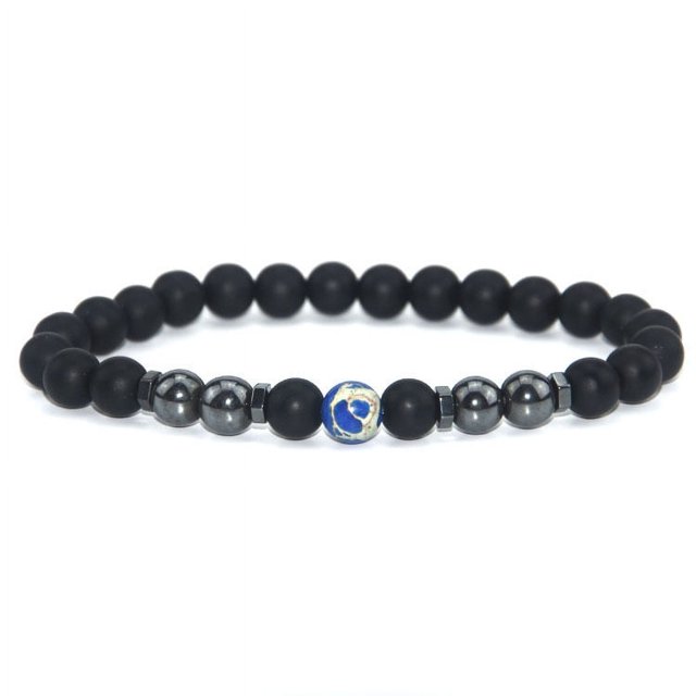 Frosted Black Bead Magnetic Anklet European and American Retro Snowflake Stone Color Stone Magnetic Anklet Decoration