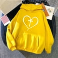 thumbnail image 2 of Cross Heart Print Hoodies Women's Fashion Outing Hooded Pullover 2024 Baggy Casual Sweatshirts Long Sleeve Tops Fall, 2 of 4