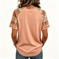 thumbnail image 3 of EANJE Halloween Shirts for Women Cute Ghost Shirt Fall Pumpkin T-Shirt Ghost Pumpkin Graphic Tees Casual Plaid Splice Short Sleeve Tops Pink S, 3 of 5