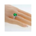 thumbnail image 3 of Gem Stone King 3.66 Ct Oval Green Simulated Emerald White Created Sapphire 925 Sterling Silver Ring, 3 of 4
