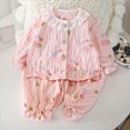 thumbnail image 2 of NOLDARES Baby Girl Clothes Toddler Fall Winter Outfit Ruffles Crewneck Pullover Sweatshirt + Joggers Pants Set 2Pcs(Pink,6-7 Y), 2 of 5