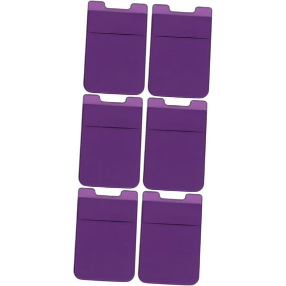 6 pcs Holder Stickers Patch Layer Pocket Adhesive Wallet - on Cover Purple Phone Double Stick Back