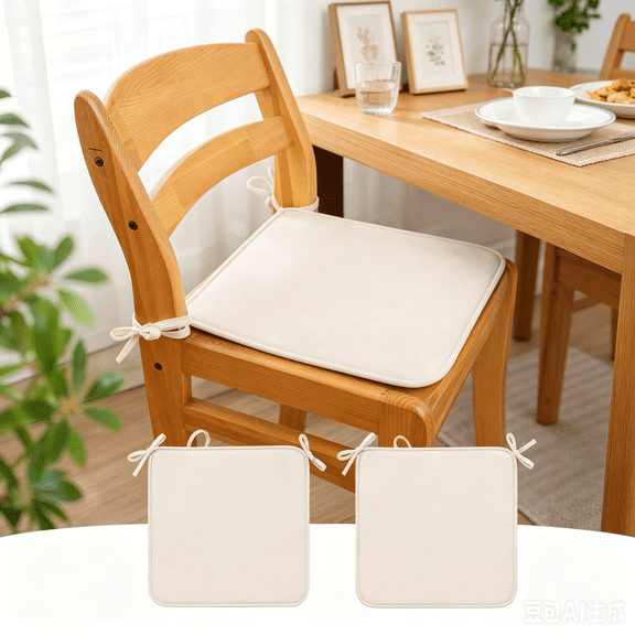 2 Pack Square Garden Chair Pads Seat Cushion, 15 x 15 Inch Outdoor Cushions for Bistro Patio Dining Chairs, Thick Foam Padding with Non Slip Ties and Water Resistant Fabric