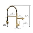thumbnail image 7 of Kitchen Faucet with Pull Down Sprayer, Single Handle - 360° Rotation Sink Faucet for Kitchen, Laundry Room, Farmhouse - Commercial Style Gooseneck Gold + Kitchen + Contemporary + Ceramic + brass, 7 of 7