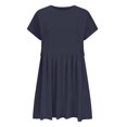 thumbnail image 4 of OSOLU Solid Color Women Cute Pleated Dresses Patchwork Casual Short Sleeve Loose Oversized Mini Dress, 4 of 6