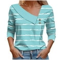 thumbnail image 2 of Qepwscx Womens Long Sleeve Shirts Tops for Women V Neck Stripe Print Casual Blouses Going Out Tops Graphic Tees Spring Fall Top Basic Loose Fits Business Tshirts for Women S-XXL ﻿, 2 of 5