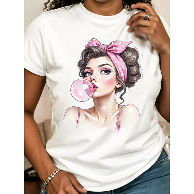 Pure cotton short-sleeved T-shirt printed T-shirt casual short-sleeved T-shirt spring and summer fashion tops T-shirt knitted round neck fabric stand-up collar T-shirt street slim fit