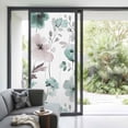 thumbnail image 2 of Vintage Teal Window Privacy Film Brown Floral Watercolor Blossom Flowers Abstract Decorative Glass Window Film UV Blocking Static Cling Non-Adhesive Sticker Covering for Home Door 35.4x78.7 inches, 2 of 8