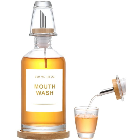 Dispensador de enjuague bucal BONLONG Glass 350 ml con acero inoxidable