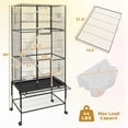 thumbnail image 2 of Bird Cage Walmart - Extra Large 69-Inch Metal Flight Cage with Rolling Stand, Slide-Out Tray & Storage Shelf - Spacious Home for Parakeets, Cockatiels, Conures, Lovebirds - Easy Assembly (Black), 2 of 6