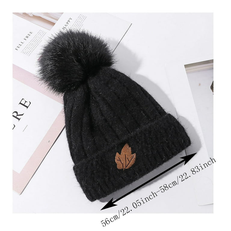GuessLookry 2023 Big Bang Urban Revivo Women's Double Layer Plus Fleece  Knitted Ear Protection Warm Hair Ball Wool Hat Classic Style Winter Hat