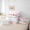thumbnail image 6 of Homewish Kawaii Rabbit Deer 7pcs Bedding Comforter Set,Wild Animal Queen Bedding Sets,Pink Cherry Blossom Queen Sheet Sets For Girls Kids,Super Cozy Room Decor Reversible, 6 of 8