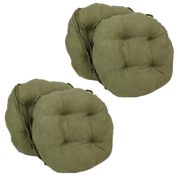 16-inch Solid Micro Suede Round Tufted Chair Cushions (Set of 4) - Sage Green