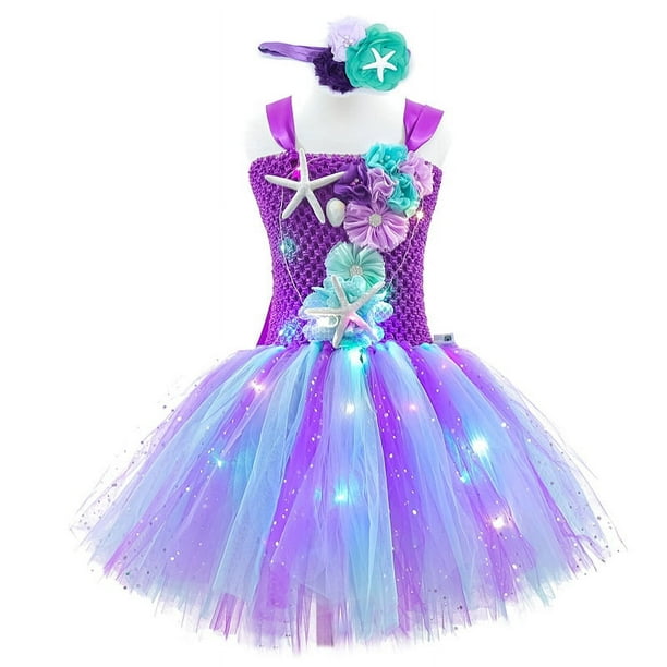Vestido de princesa para niñas con disfraz de sirena Flash, vestido de actuación navideña, minifalda de sirena