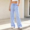 thumbnail image 7 of Bosfbaoi Sweatpants for Women Striped Wide Leg Drawstring Elastic Waist Loose Casual Trousers with Pockets, 7 of 7