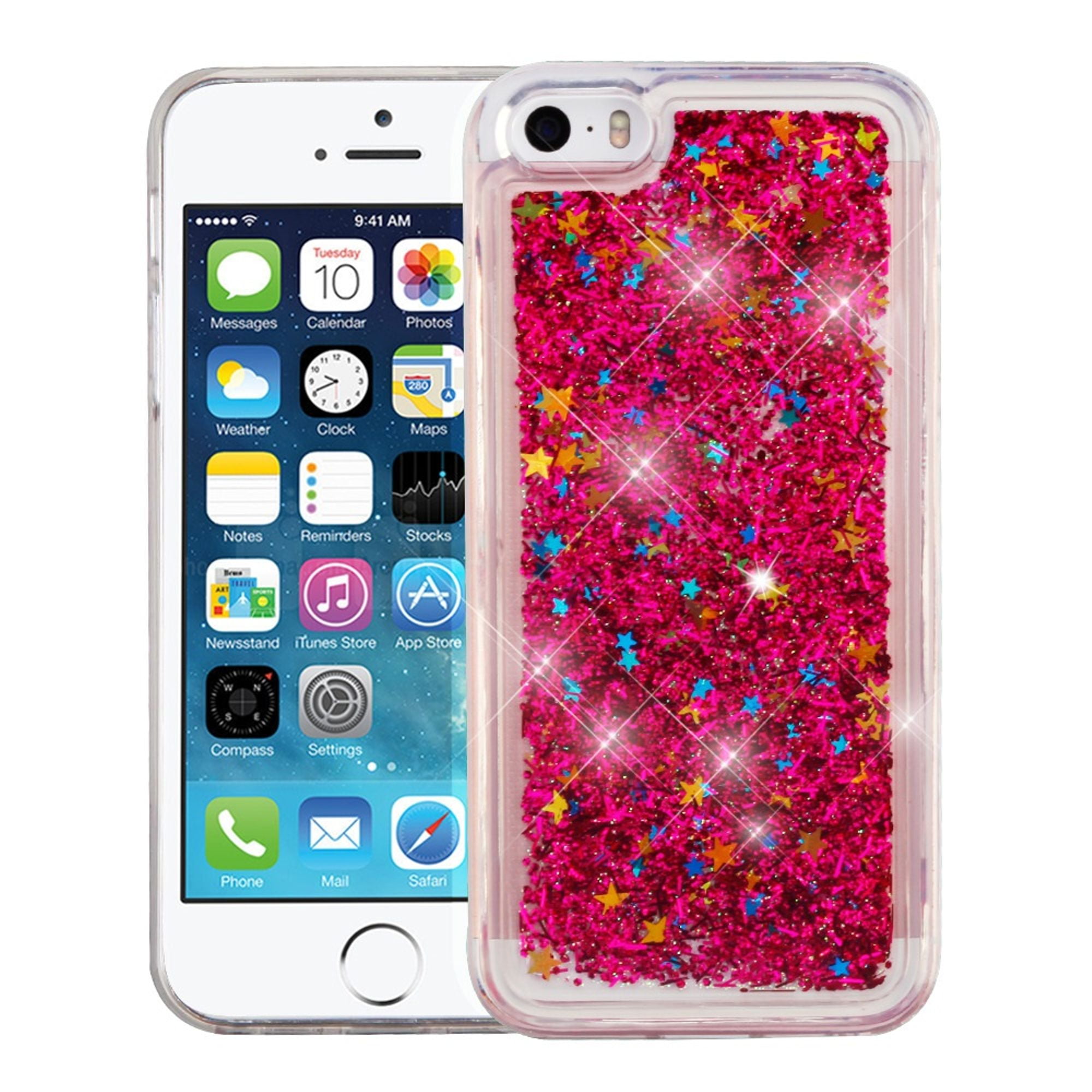 Iphone Se Case Iphone 5s Case By Insten Quicksand Glitter Pc Tpu Rubber Case Cover For Apple Iphone 5 5s Se Hot Pink Walmart Canada