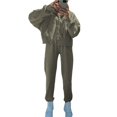 thumbnail image 3 of Conjunto de Chándal de 2 Piezas para Mujer, Sudadera de Larga con Cremallera y Pantalones de Chándal de Pierna , Conjuntos de Estar por Casa, Otoño Verde M, 3 of 7