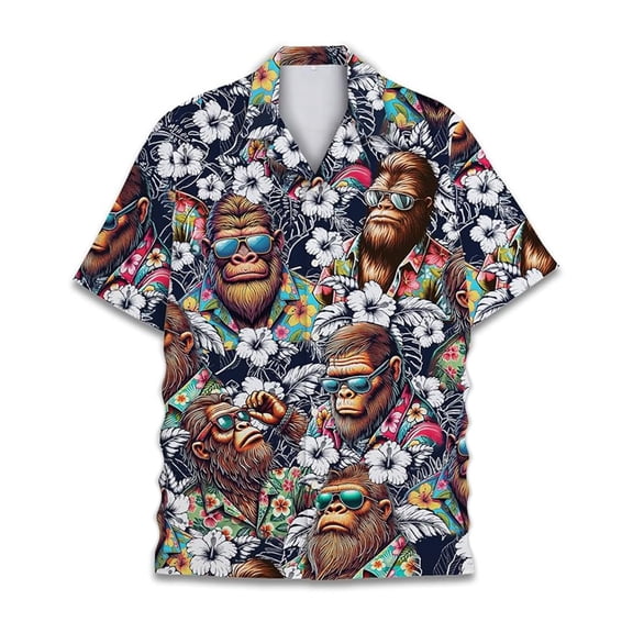Hawaiian Shirt for Men Short Sleeve 3D Print Button Lapel Top Loose Beachwear Outdoor Casual Summer Lightweight Mens Beach Shirts OTHER S