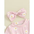 thumbnail image 6 of Bslissey Baby Girls Summer Romper Daisy Print Short Sleeve Jumpsuit Newborn Infant Cute Bodysuit with Bow Headband 3M 6M 9M 12M 18M, 6 of 9